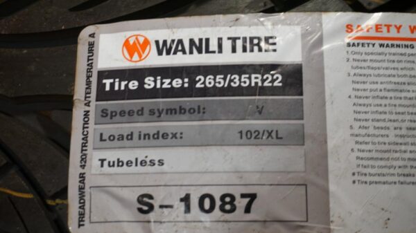 2 new tires 265/35/22 WANLI - Image 3